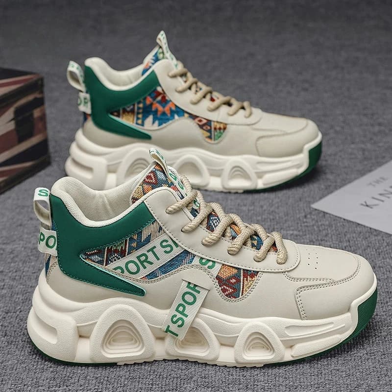 Casual High-Top Men's Shoes 2025 New Spring Basketball Running Sports Dad Trendy Shoes MPPMCK Brand round Toe Thick Heel