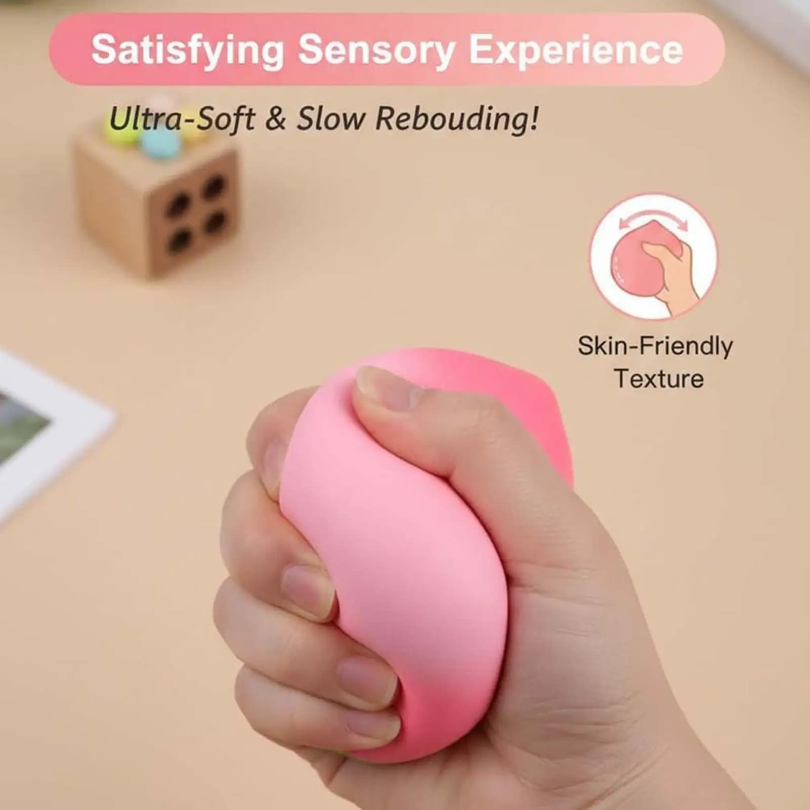 8x6cm Peach Squeeze Toy Slow Rising Fidget Sensory Game Novelty for Kids Birthday Party Classroom School Prize Holiday Gift