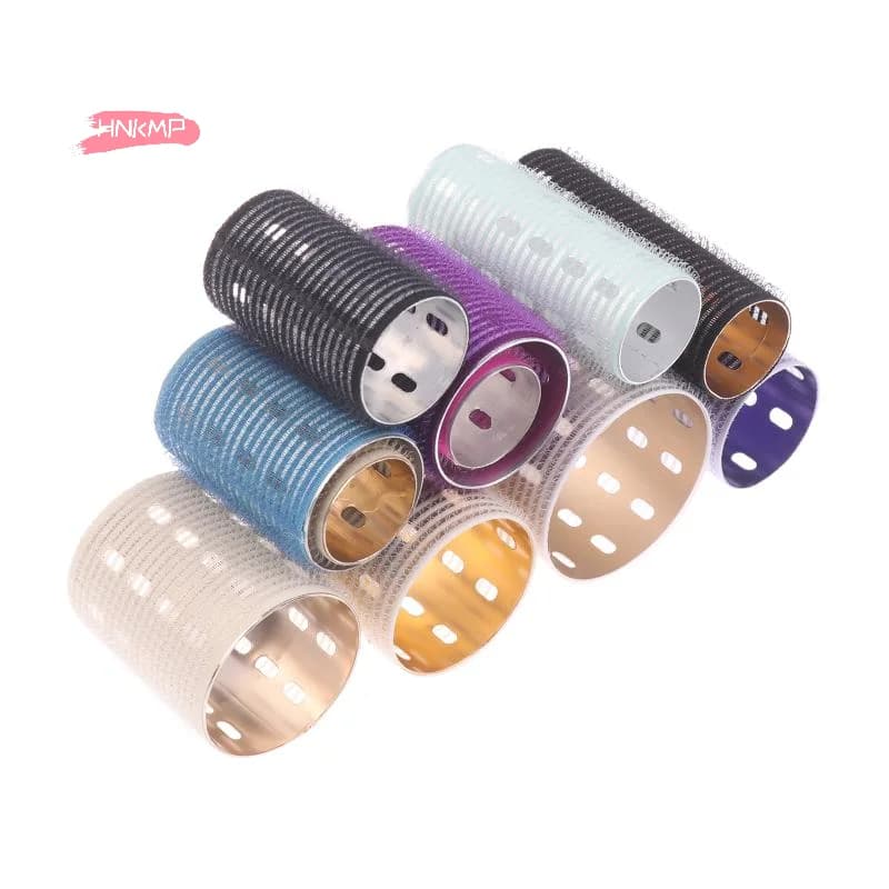 Rullo per capelli autoadesivo con anima in alluminio colorato, in nylon puro, con chiusura a strappo, auto-agganciante, termico, per styling e volume
