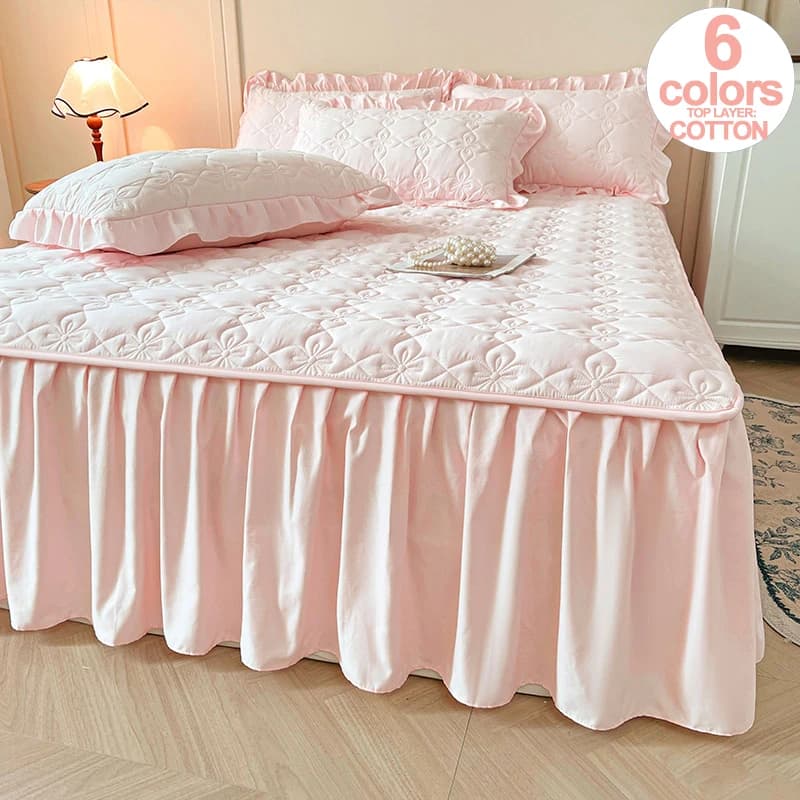 Gonna da letto traspirante con caduta di 45 cm - Top in cotone, fibra antibatterica, antiscivolo - ipoallergenico, silenzioso, copriletto trapuntato