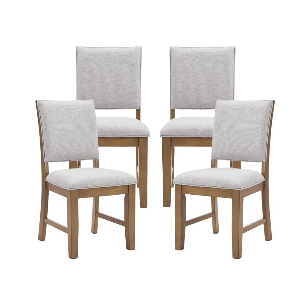 Set di 4 sedie da pranzo in stile rustico, sedie da sala da pranzo imbottite senza braccioli con schienale imbottito e cuscino, sedie da cucina in legno