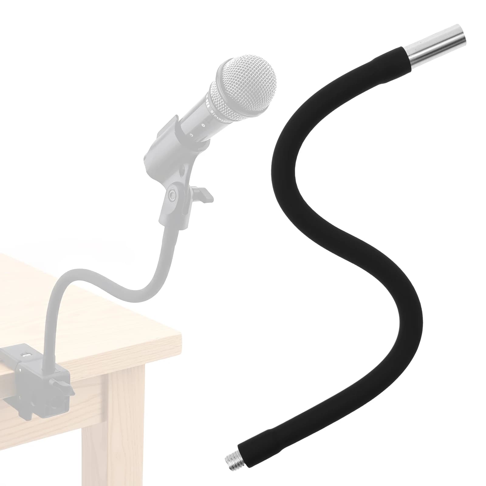 13 Inch Flexible Microphone Swan Neck Tube Phone Support Table Mic Support LED Video Lights 3/8 Male Microphone Tripod