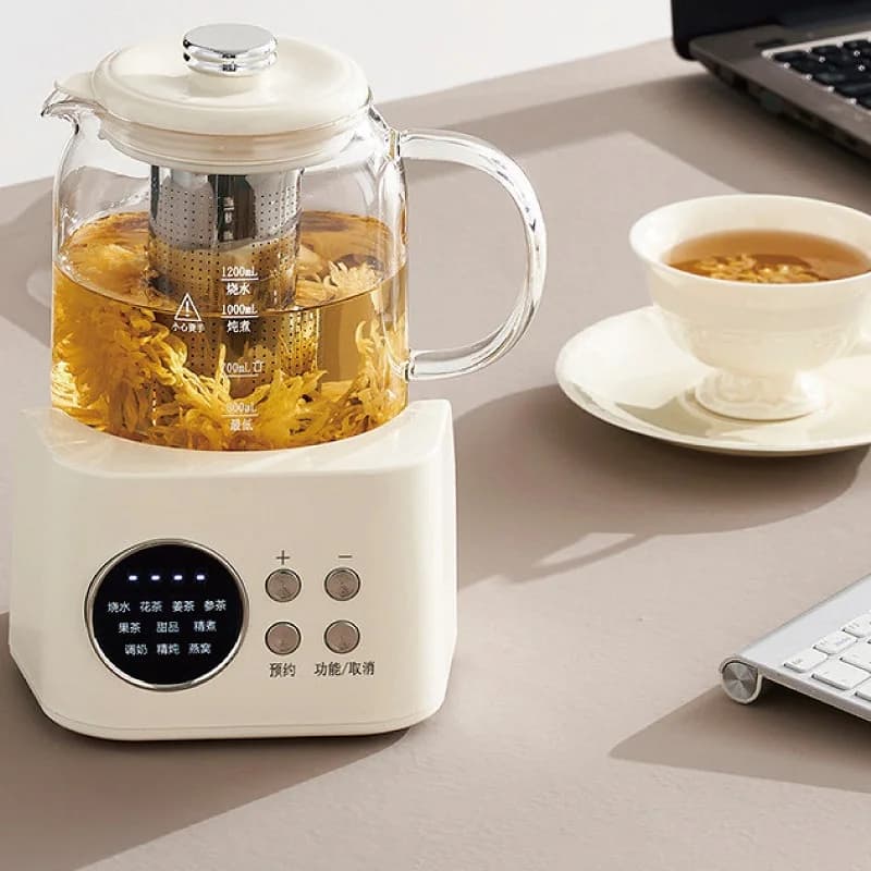 1.2L Multi-function Kettle Health Temperature Control Teapot Glass Flower Home Electric Kettle Stunning Kettle 600W