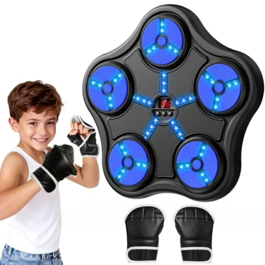Macchina da Boxe per Ragazzi di 5 6 7 8 9 10 11 12 Anni, Sacco da Boxe Intelligente Bluetooth da Parete, Attrezzatura per Allenamento di Boxe con Musica