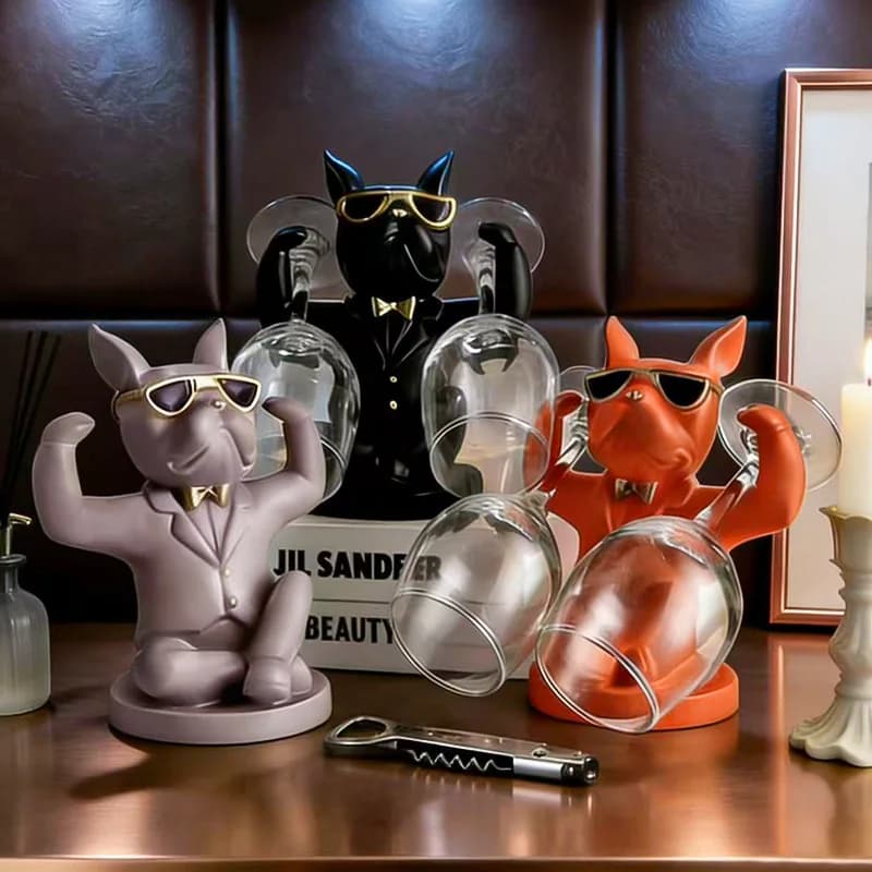 Statuetta di Bulldog Francese, Portabottiglie di Vino di Lusso e di Alta Gamma, Decorazione Creativa per la Casa, Ornamento per Cantinetta