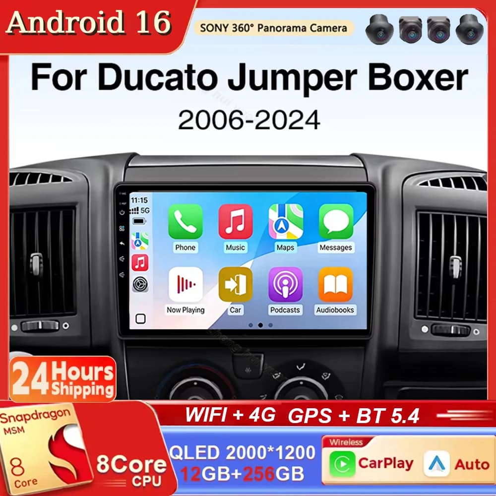 Android 15 Autoradio Per Fiat Ducato 2005-2023 Citroen Jumper Peugeot Boxer 2011-2015 Auto Carplay 2 din Autoradio Multimediale 4G