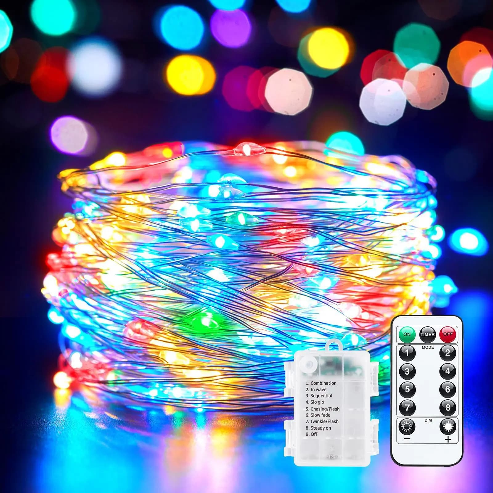 Luci a Filo LED con 8 Modalità, Telecomando, Alimentazione a Batteria, per Matrimoni, Festività, Ghirlande, Decorazioni Esterne, Festa della Mamma, Ramadan, Camera da Letto