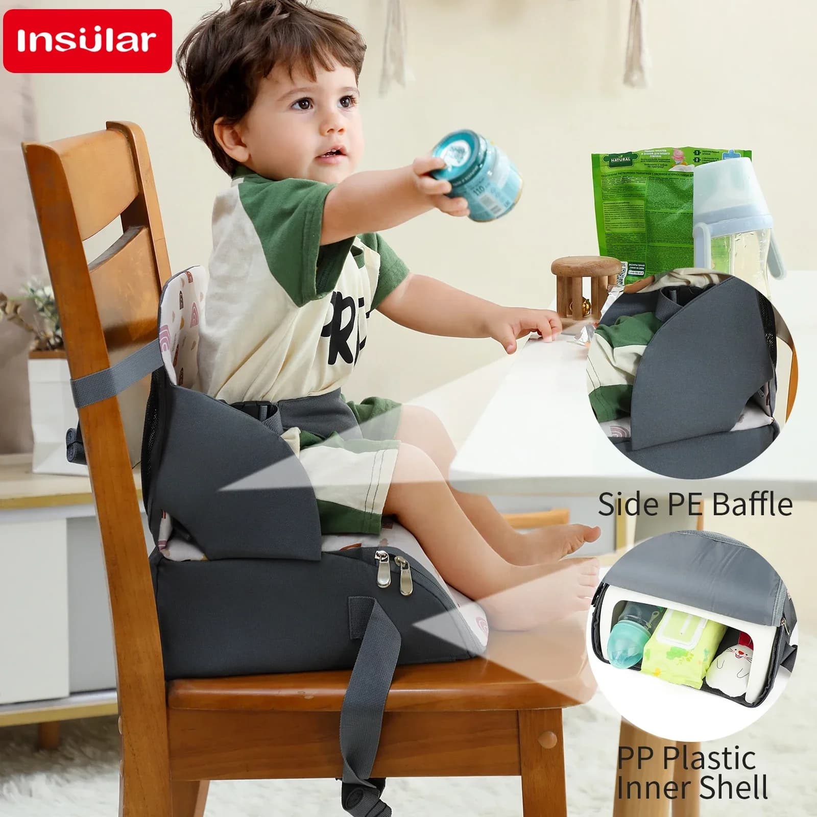 New Foldable Portable Diaper Bag Anti-slip Children's Seat Cushion High Dining Chair Children's Cushion High Travel Supplies for Kids