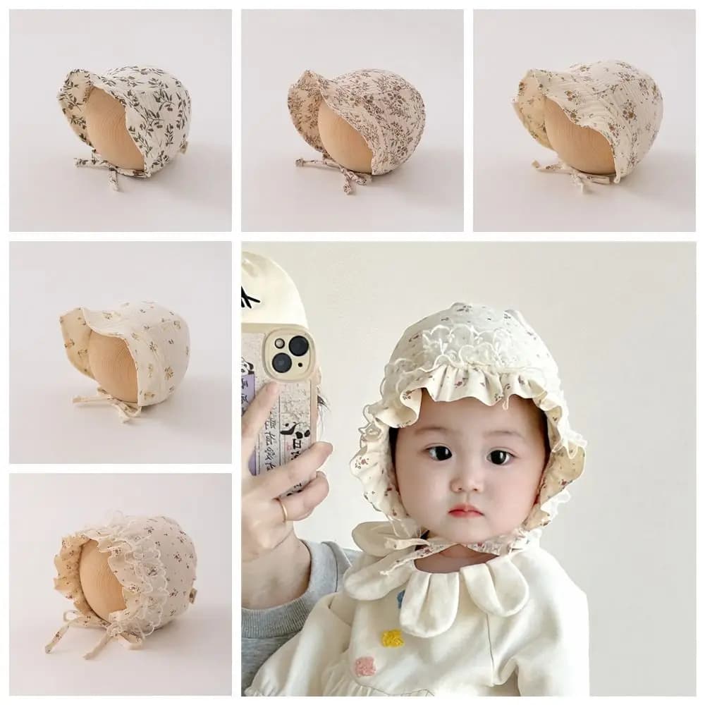 Cappello da sole per neonato con volant in pizzo casual Cappello da pescatore per neonato dolce principessa Cappello da pescatore per bambino con protezione solare carina all'aperto