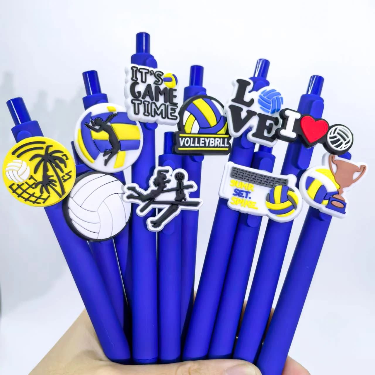 10 pezzi pallavolo toppa morbida penna neutra serie sportiva tinta unita studente cancelleria penna a sfera stile casuale