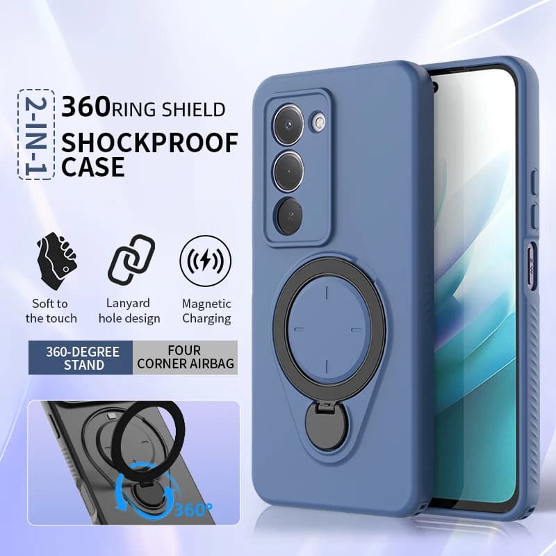 360° Rotating Metal Ring Stand Holder Magnetic Case For Xiaomi Redmi 15 4G 5G 169.5mm 171.1mm Soft TPU Shockproof Phone Cover