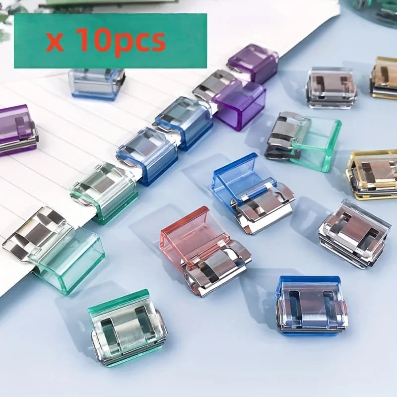10pcs random color slide clip, push clip folder, pant leg clip, organize data, fix book clip, binding artifact