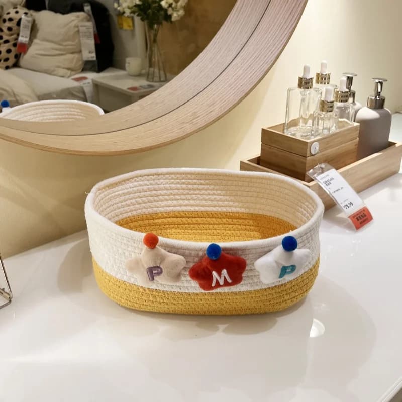 Cesto portaoggetti in cotone a forma di cartone animato, contenitore sottoletto, organizer da scrivania per oggetti vari, custodia porta cosmetici e biancheria intima