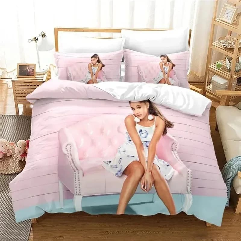 Moda Ragazza Sexy Ariana Grande Copripiumino Biancheria da letto Set trapuntato Copripiumino morbido e federe Singolo Doppio Queen King