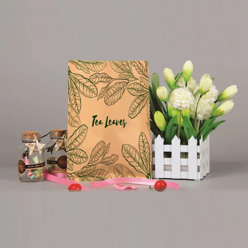 Confezione personalizzata di marca privata, pelle bovina alimentare, carta kraft, polvere resistente alla luce, memorizzata in sacchetti riutilizzabili con cerniera