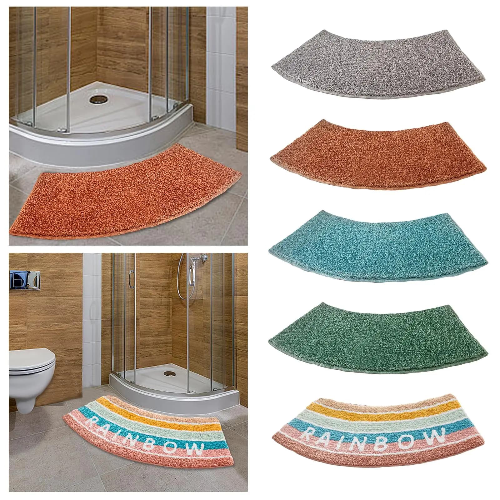 Tappetino da doccia curvo Tappetino da bagno Tappetino da bagno in peluche Morbido bagno curvo antiscivolo