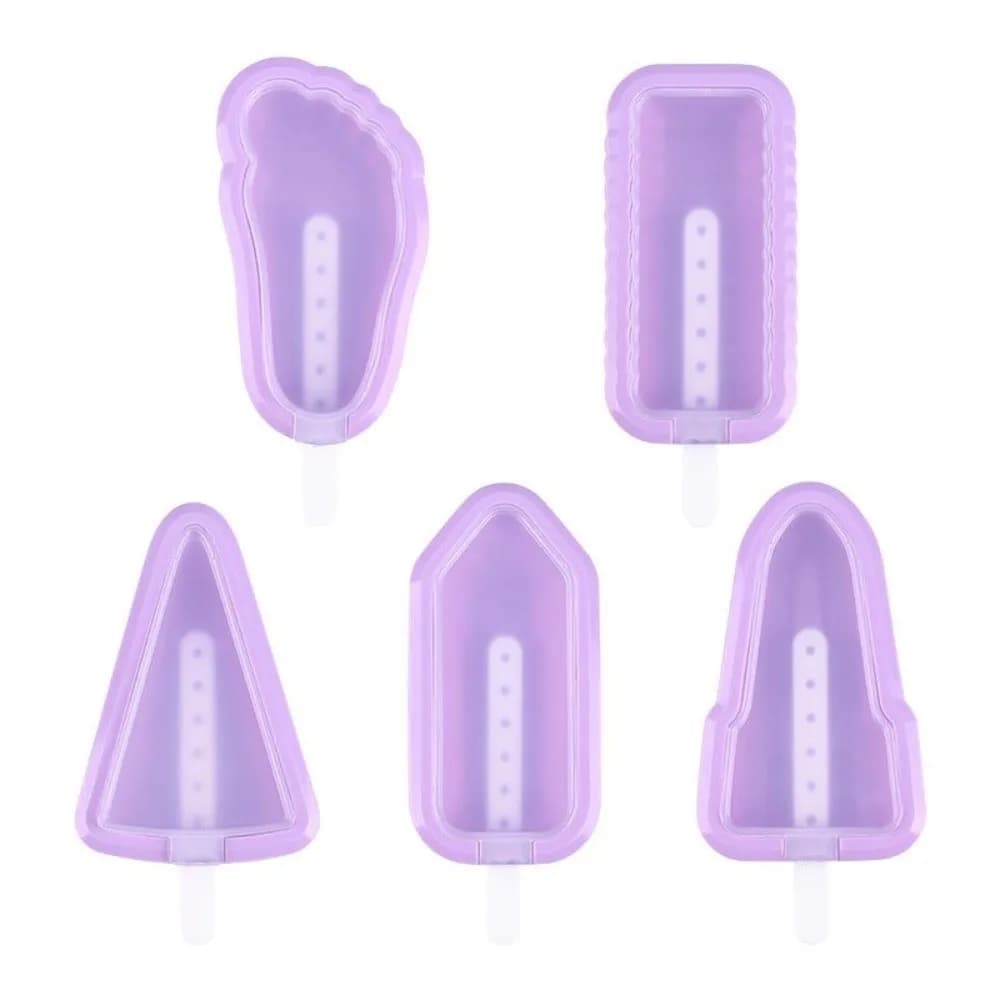 Set di 5 Stampi in Silicone per Gelato, Riutilizzabili, Forme Multiple, Strumenti per Fare Gelato Fai-da-Te, Stampo per Ghiaccioli