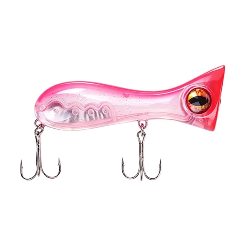 Q84C Topwater Popper Fishing Lure for Rivers Anglers, 9.5 Floating Shell with Inner Chamber and Twin Hook End
