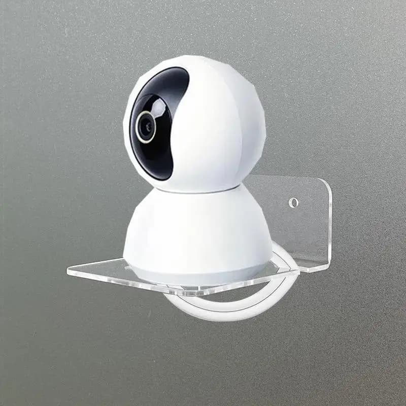 Clear Acrylic Wall Mount Floating Shelf No Drill Adhensive Mini Security Camera Monitor Small Items Storage Support Holder Stand