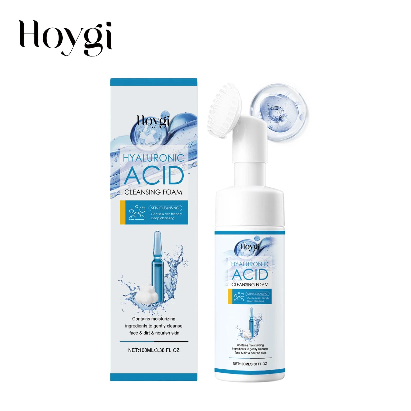 Mousse detergente viso all'acido ialuronico da 4 pezzi, formula delicata, detergente idratante e idratante, adatto a tutti i tipi di pelle
