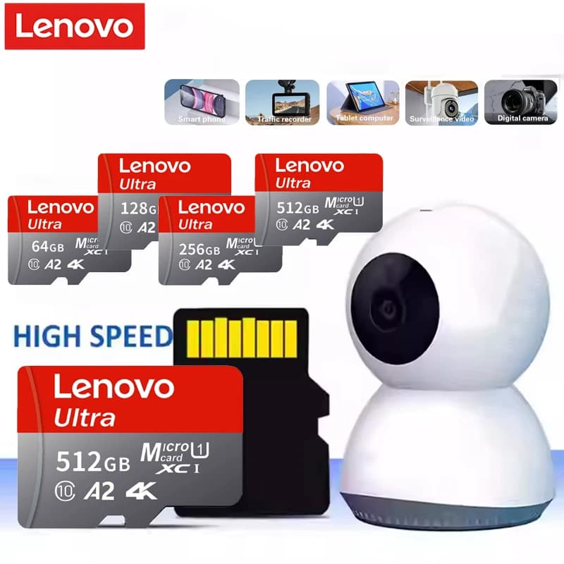 Lenovo Memory Card High Quality 64/128/256/512B SD Card for Nintendo Switch High Speed TF Flash Card 4K Full HD Video Recording