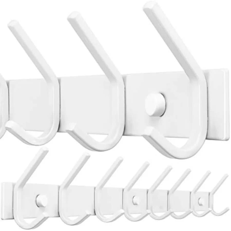 Appendiabiti da Parete con Ganci Lunghi 4 Pollici, Ganci per Appendere Cappotti, Giacche, Cappelli e Vestiti, Bianco