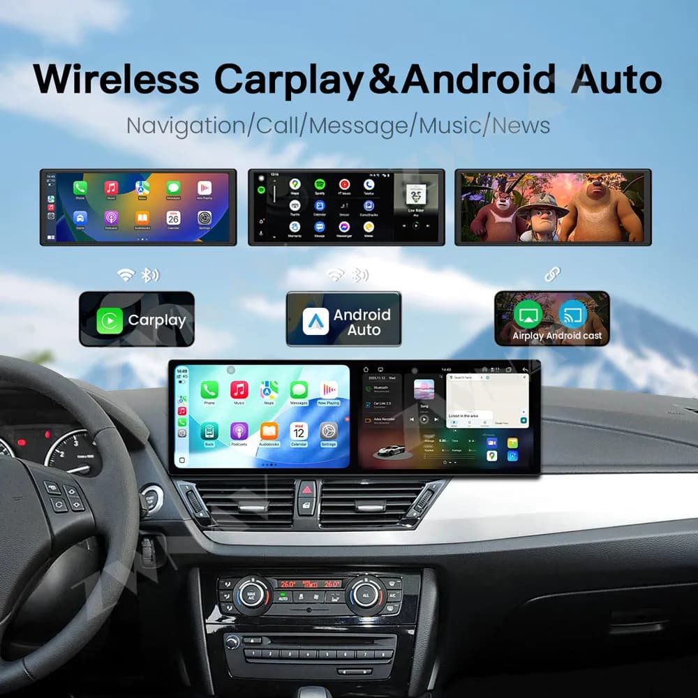 Dual 9.1 Inch Touch Screen Carplay Car Radio For BMW X1 F48 2009-2016 Android 15 GPS Navigation Multimedia Player Head Unit Auto