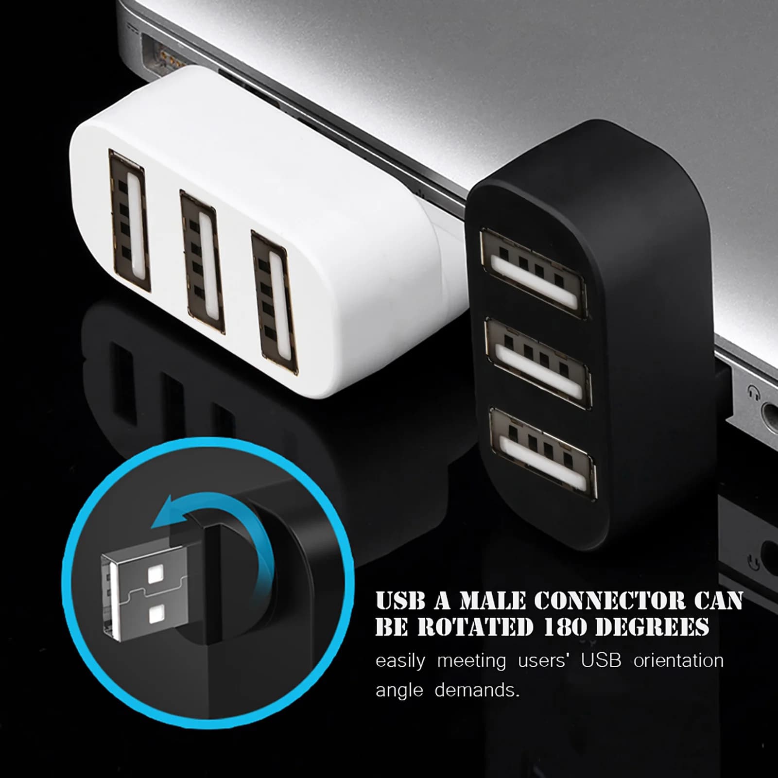 Adattatore Hub Mini Rotante Multiporta USB 2.0 per PC, Notebook e Laptop