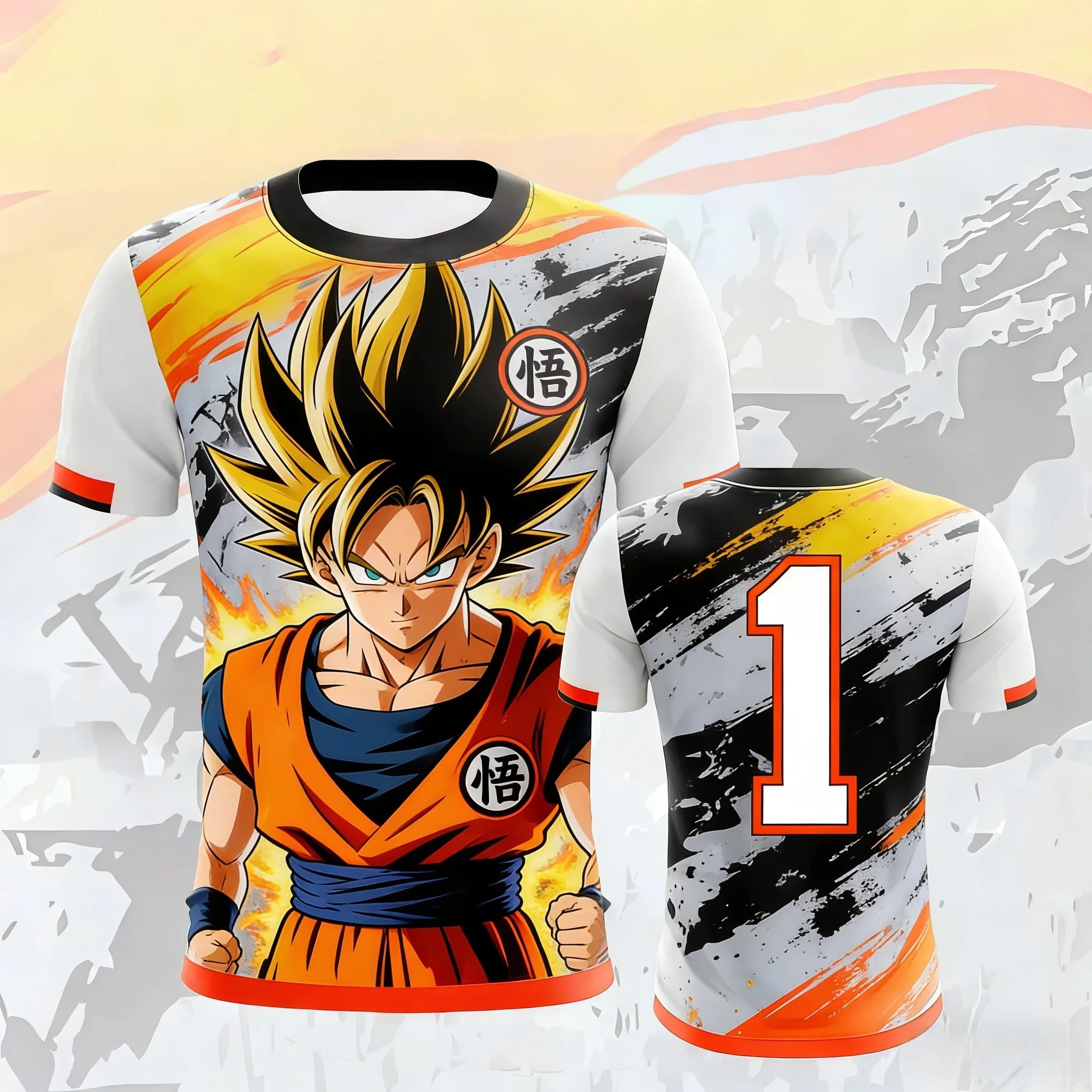 T-Shirt Vintage Dragon Ball Goku Super Saiyan con Stampa 3D Effetto Fiamma, Estate 2026, Unisex Oversize, Stile Y2K Retrò Streetwear