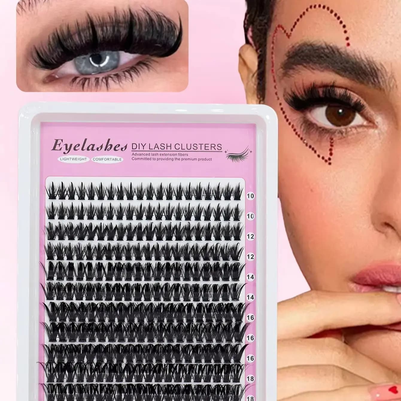 200 Pz/180 Pz/140 Pz/120 Pz Tips + 200D Cluster Eyelashes Length 10-18mm FAI DA TE Tip Faux Eyelashes Extends Mink Eyelashes