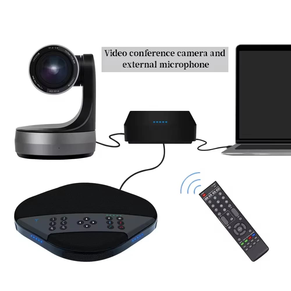 Telecamera PTZ JJTS Full HD con Zoom 10X, Controllo per Microsoft Teams, Kit Sistema per Sale Conferenze