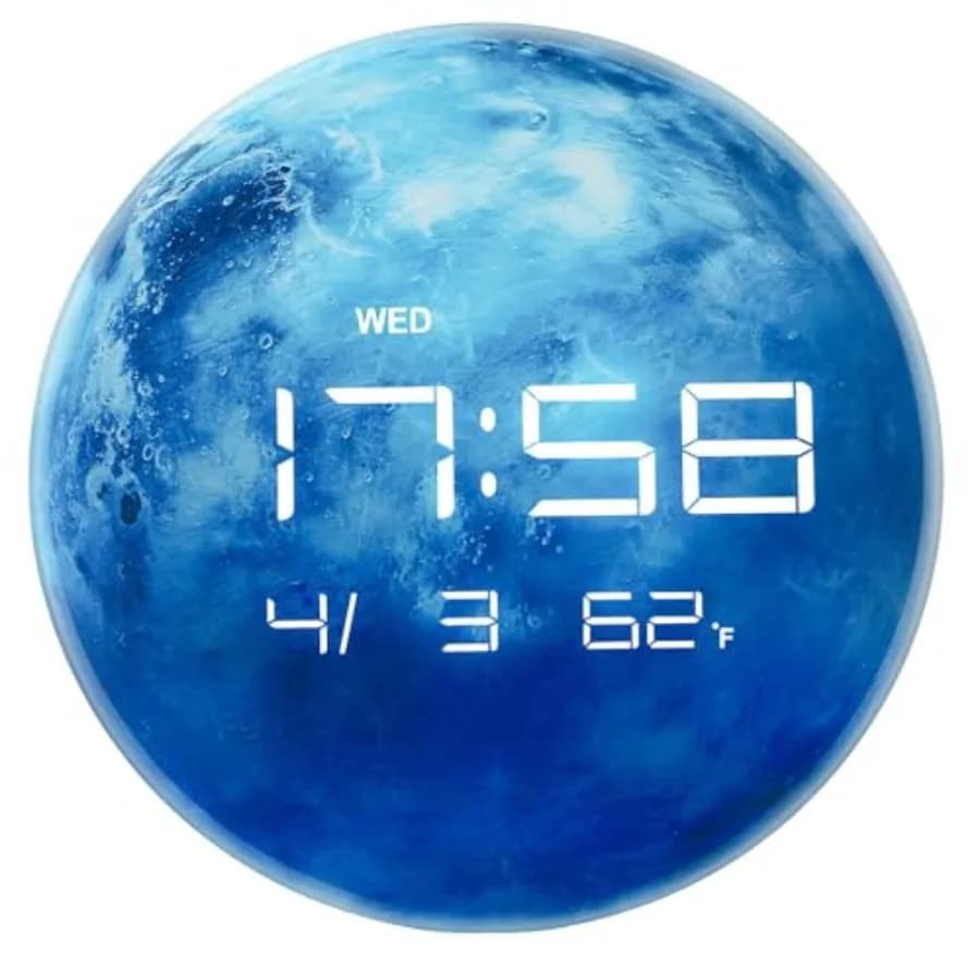 Orologio da Parete Digitale 13" con Display LED, Calendario e Temperatura, Oscuramento Automatico, Formato 12/24 Ore, per Parete e Scrivania - HUI-7862