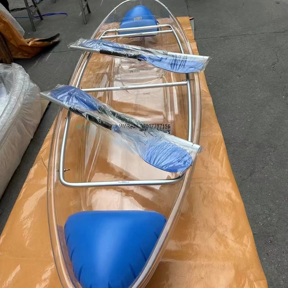 Barca galleggiante per canoa multigiocatore certificata CE per kayak e paddle in plastica trasparente per il surf sull'oceano