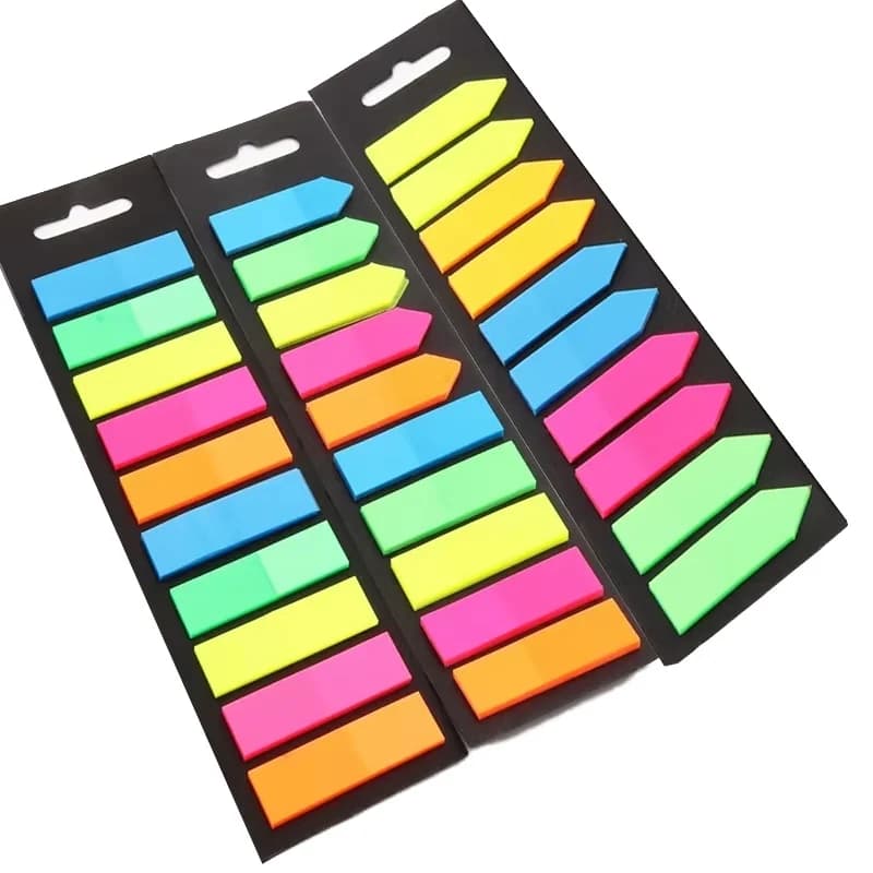 200 fogli Segnapagina in PET Schede indice adesive Colori vivaci Schede bandiera freccia per annotazioni di libri Materiale scolastico scrivibile per ufficio