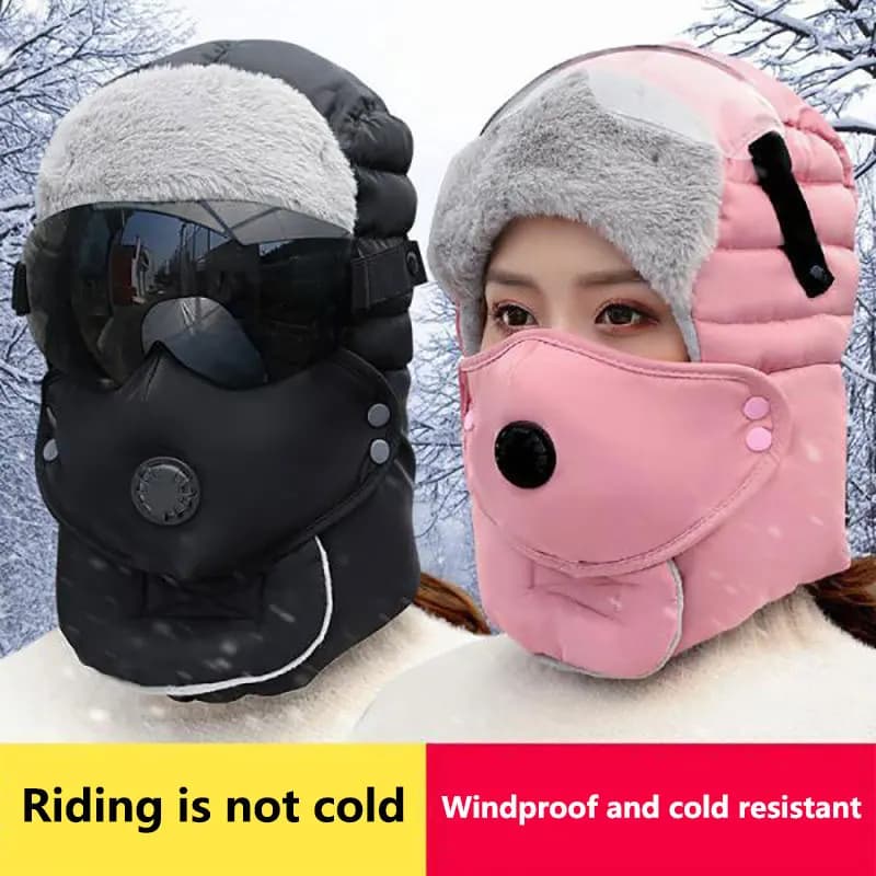 Berretto da ciclismo Outdoor Inverno Moda Cappello caldo Uomo Inverno Addensare Cappelli da sci per donna Cappello con cappuccio antivento Passamontagna con occhiali