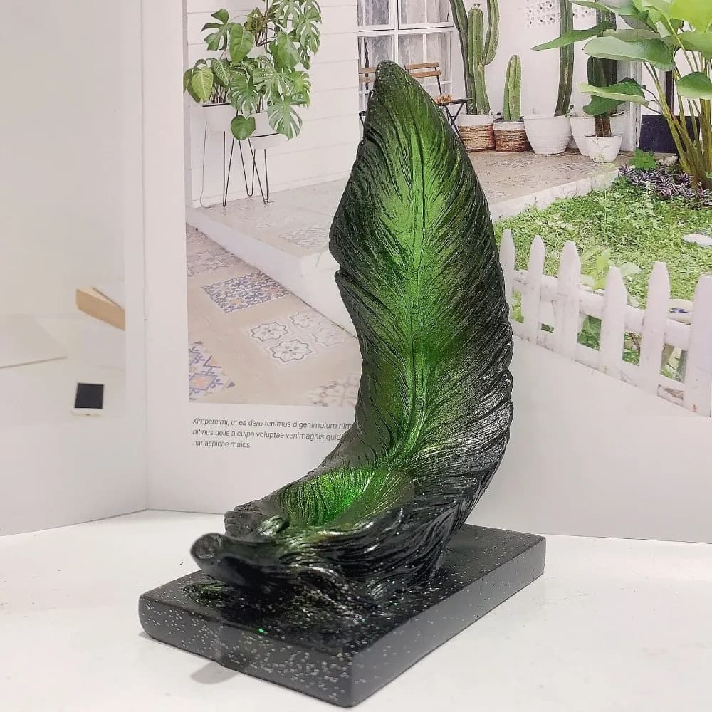 Resin Feather Statue Crystal Ball Base Craft Ornaments Sphere Display Stand Home Office Desktop Decor for 60mm Balls