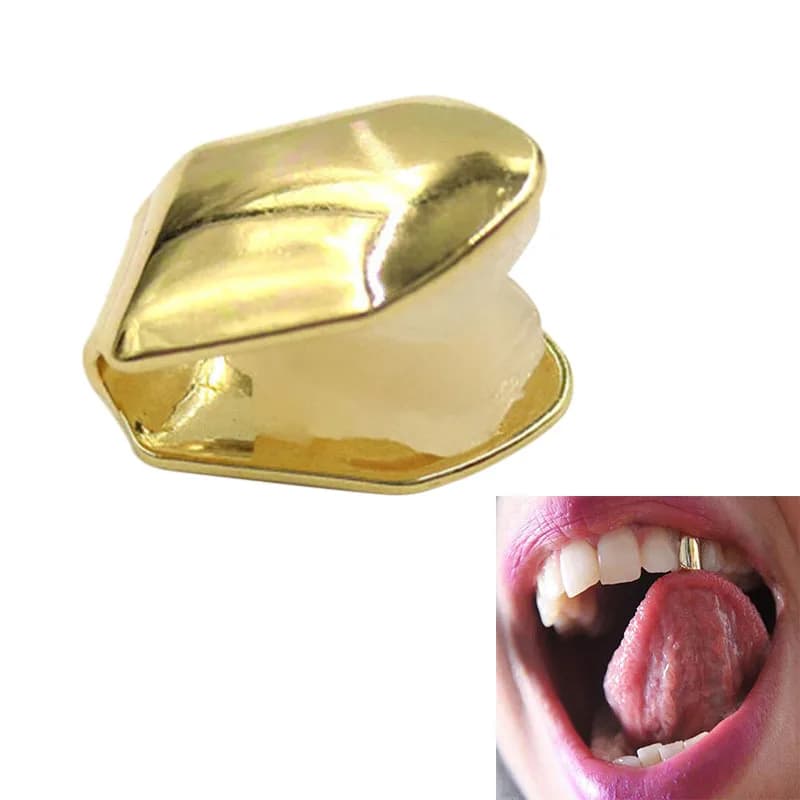 1PC Piccolo tappo a dente singolo Hip Hop Denti Grill Oro/Argento/Oro rosa/Nero Piccolo metallo da uomo 1 Pz Oro/Argento/Oro rosa/Nero