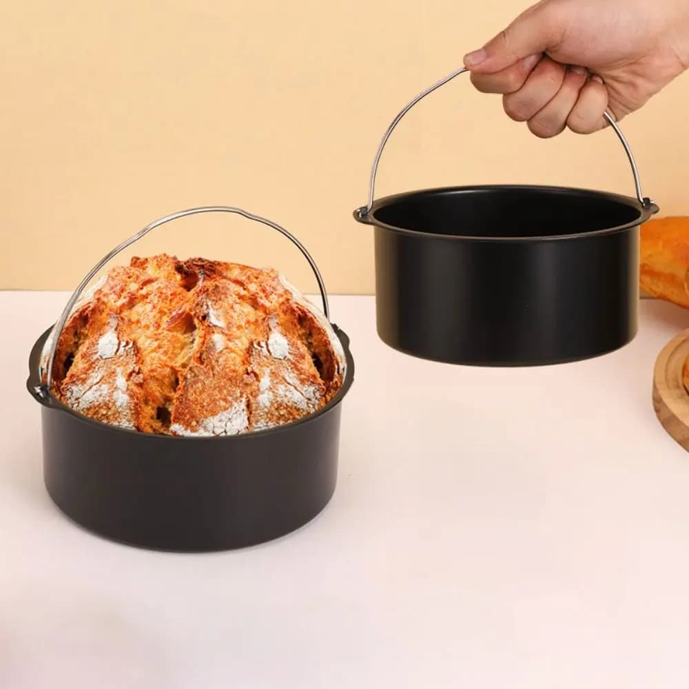 Bakeware 6/7/8/9 pollici friggitrice ad aria teglia set acciaio al carbonio nero rotondo stampo per torta antiaderente con manico teglia da forno cucina