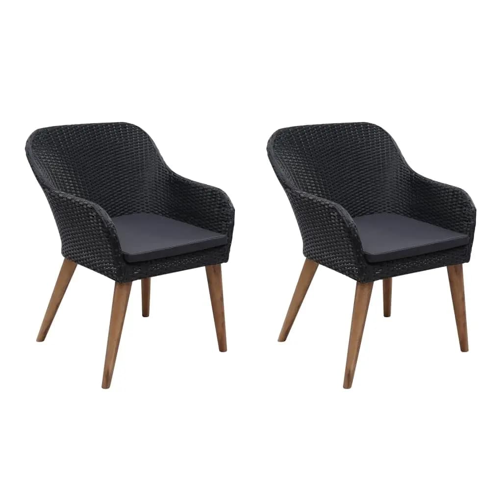 Poly Rattan Patio Chairs 2pcs with Cushions Outdoor Garden Lawn Deck Lounge Seating, Customized