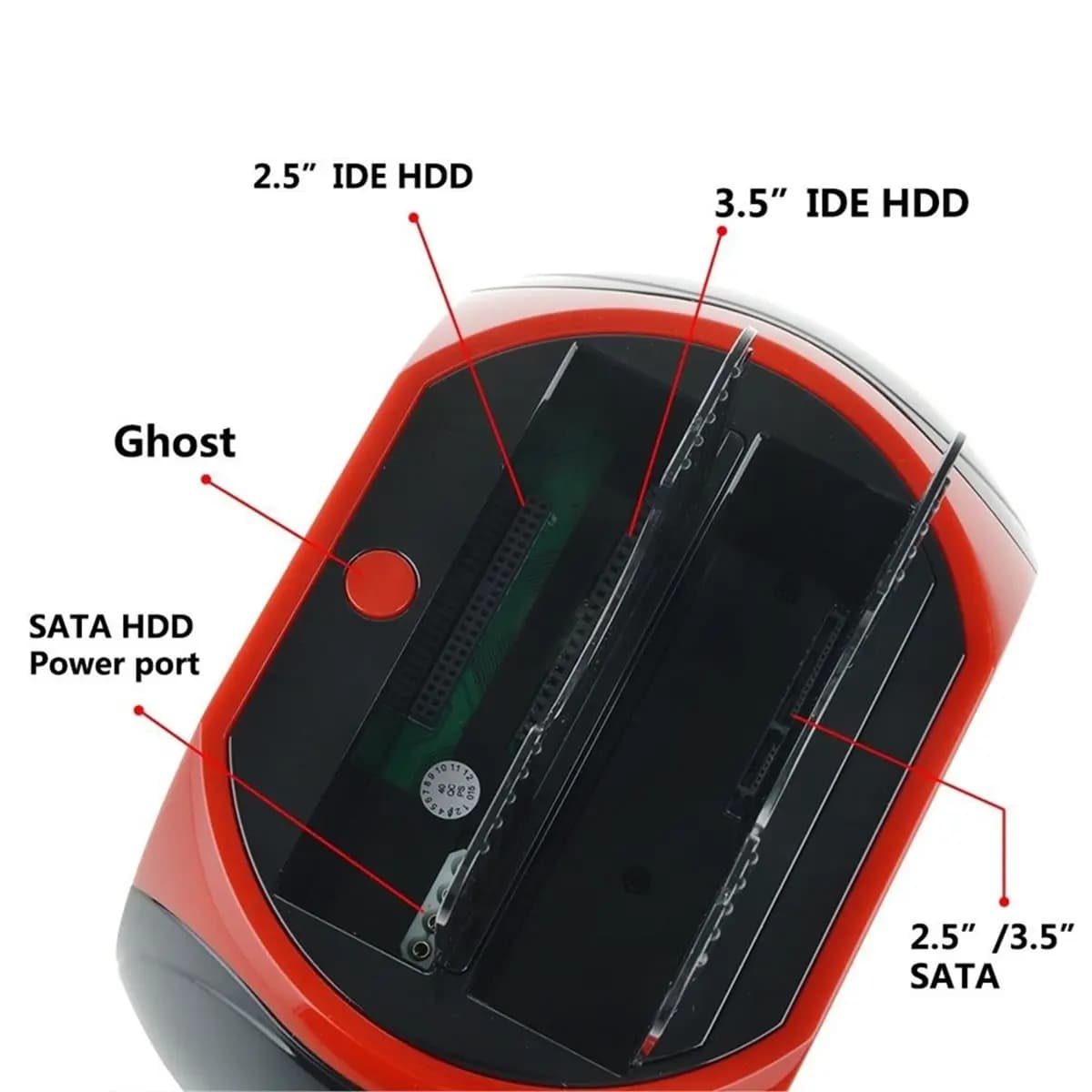 Docking Station N94R USB 2.0 per Dischi Rigidi IDE SATA, Doppio Alloggiamento per HDD da 2.5 e 3.5 Pollici, Clonazione OTB, Dock Esterno ESATA, Spina EU