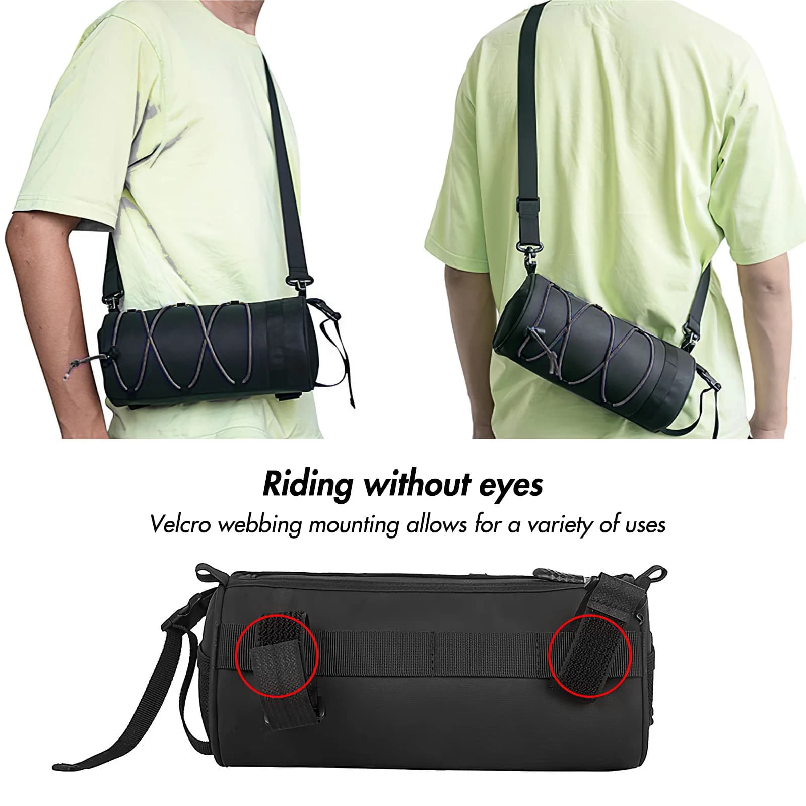 Borsa da bici, 2,5 litri, impermeabile, design multitasche con tracolla, chiusura in velcro, adatta a tutti i tipi di bici