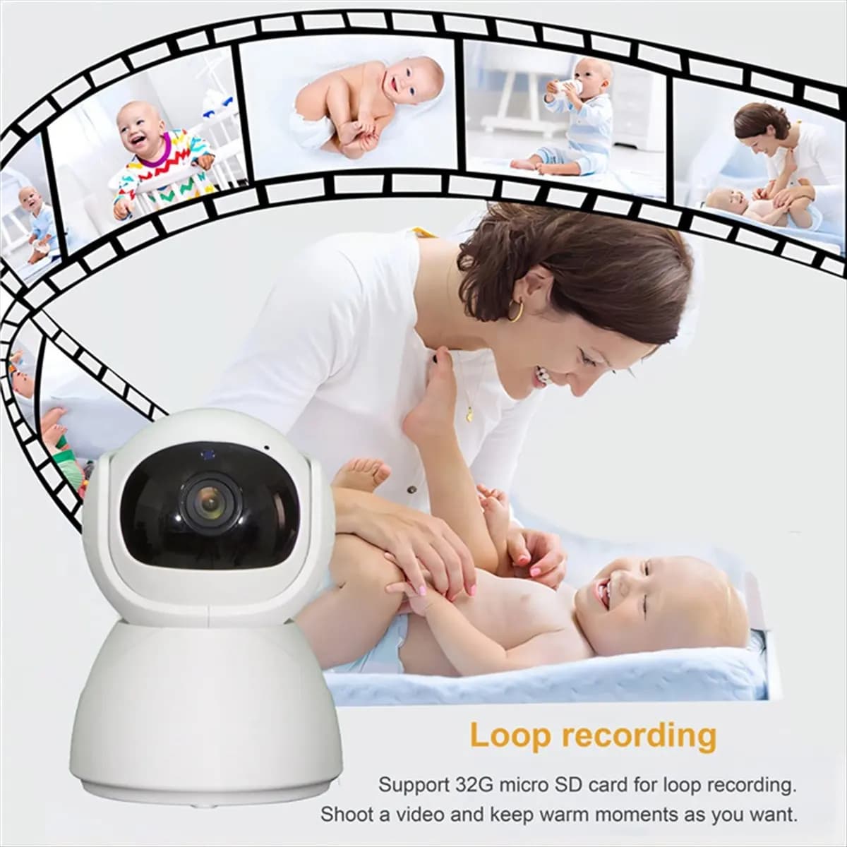 Monitor Video per Bambini A43M con Schermo, Telecamera con Zoom 10x e Display della Temperatura, Casa Intelligente, Spina UK