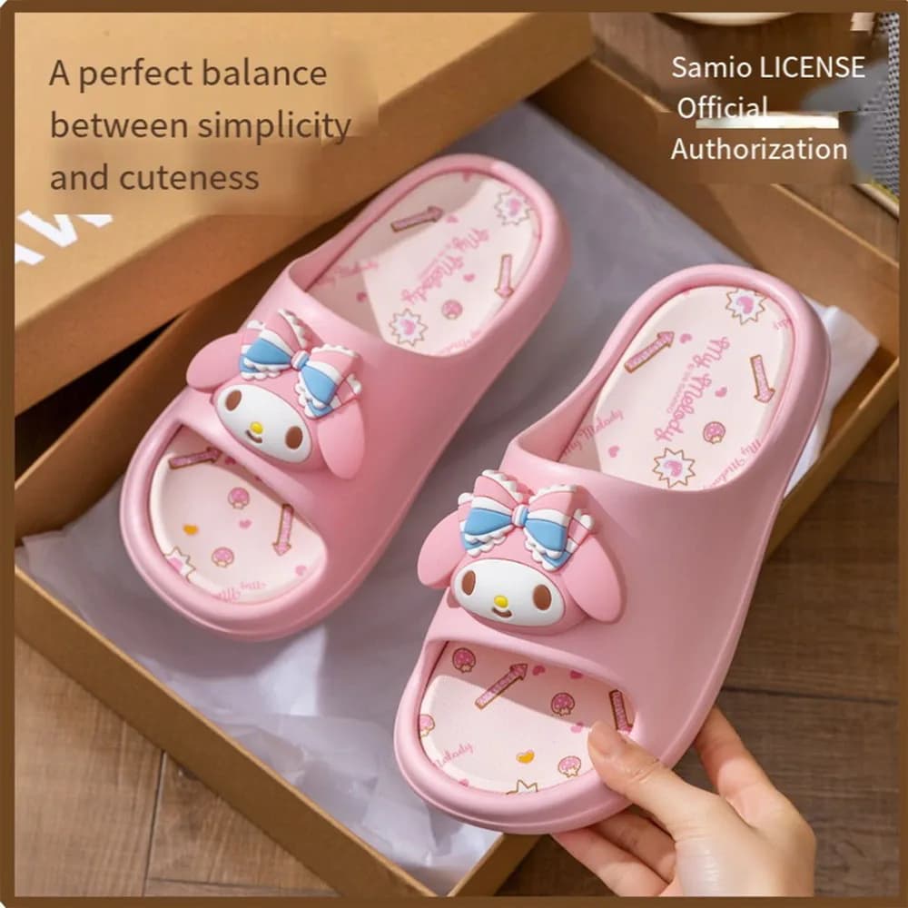 Anime Sanrio Kawaii Scarpe da spiaggia da donna Kawaii Cartoon Pantofole con suola spessa Antiscivolo Sandali estivi carini Scarpe da bagno per ragazze