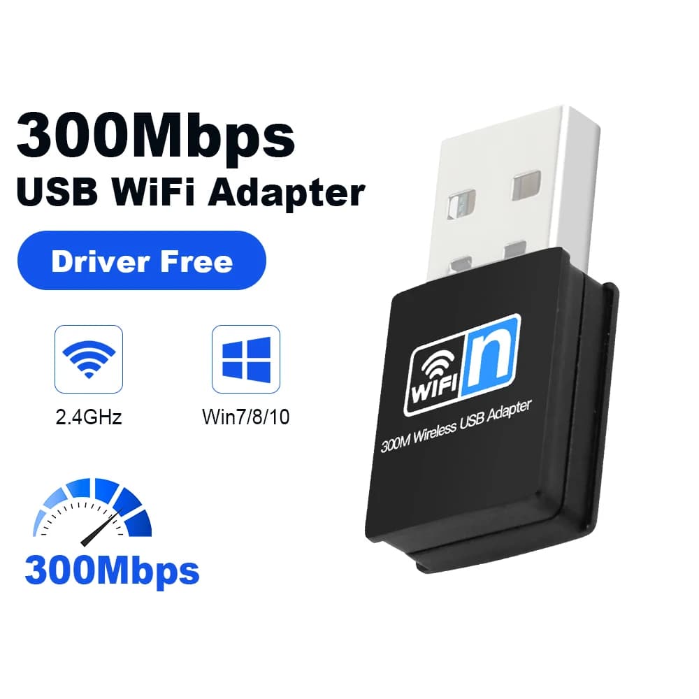 Adattatore USB WIFI da 300 Mbps 2.4GHz 802.11N USB 2.0 Scheda di rete wireless Mini ricevitore WiFi per Win7/8/10