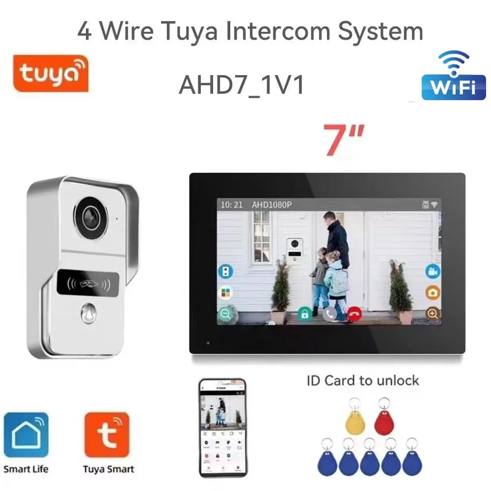 Tuya 1080P Touch Screen a colori Monitor Wifi Video Campanello Citofono Kit citofono Smart Home Kit citofono di controllo accessi IP Villa