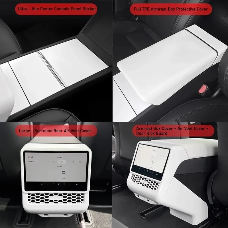 For Tesla Model 3 Highland Y Juniper Center Console Storage Box Steering Wheel Cover Screen Protection Frame White Interior