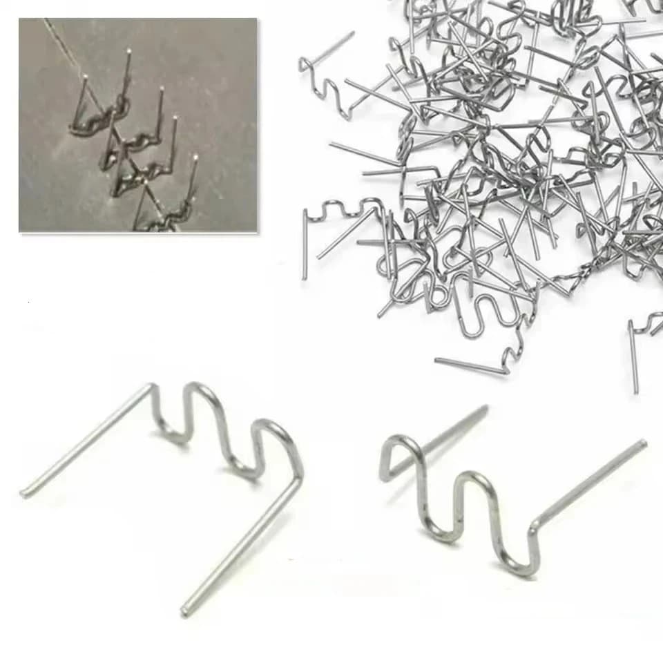Set di Graffette a Caldo per Saldatrice Plastica, Graffette Ondulate Pre-tagliate Standard per Riparazione Paraurti Auto