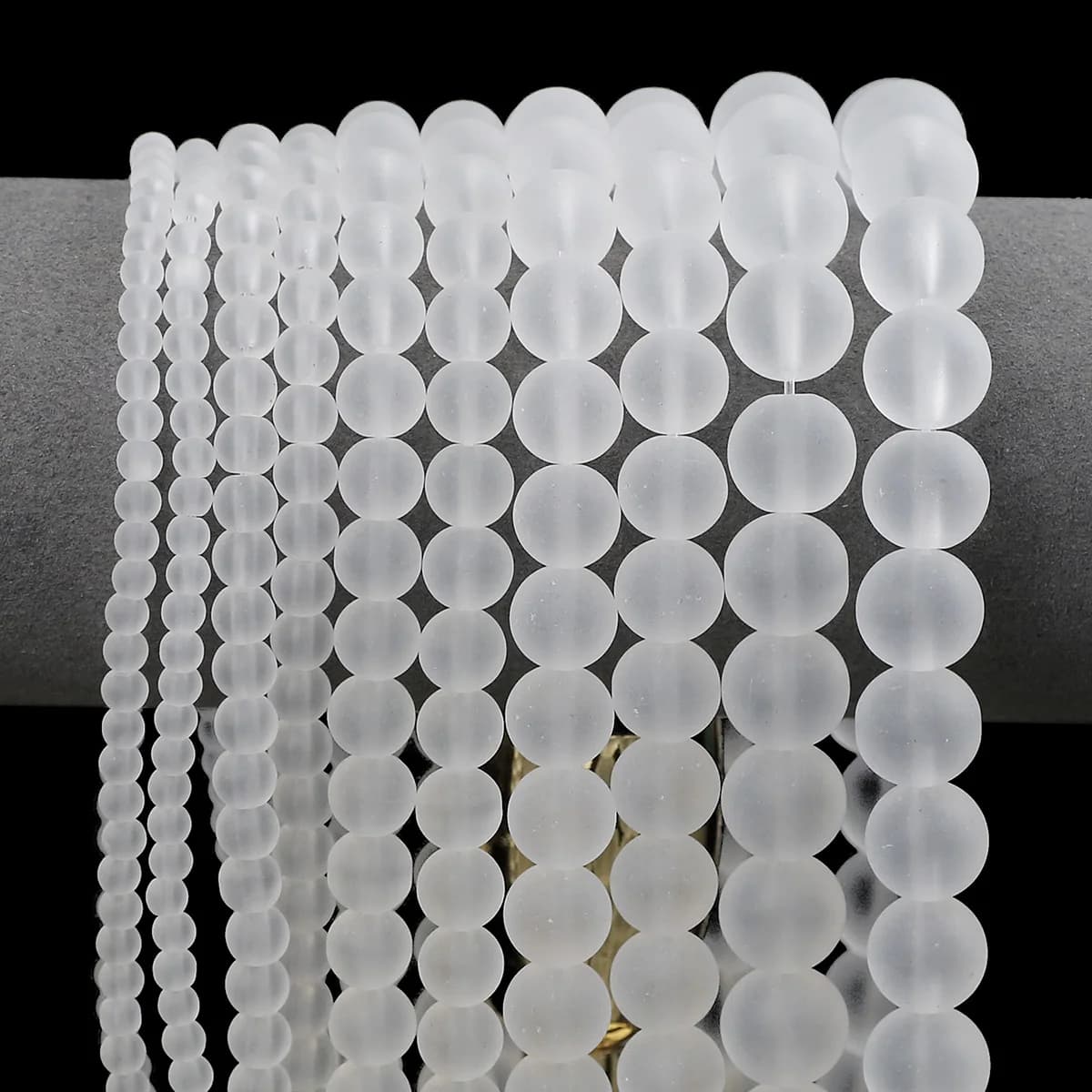 1 filo di perle di vetro smerigliato bianco per la creazione di gioielli perline allentate rotonde opache collana braccialetto fai da te forniture artigianali 4/6/8/10/12mm