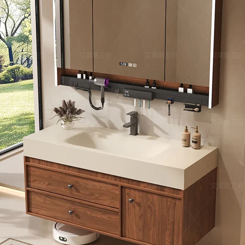Mobiletto Specchio Organizzatore per Bagno, Contenitore in Legno Moderno per Cosmetici, Profumi, Gioielli e Decorazioni, Arredamento per Salone