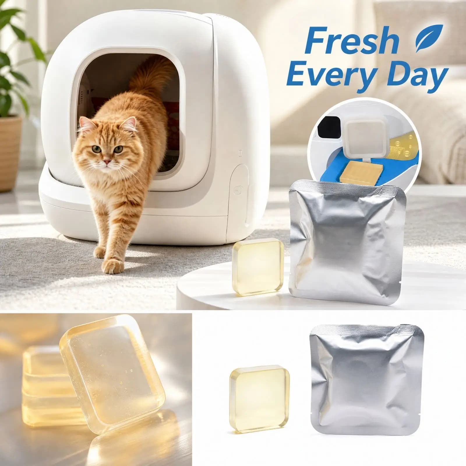 1 PC Litter Box Cubes with Scented, Cat Litter Deodorizer, Pet Odor Remover for Litter Box and Dog Sheets